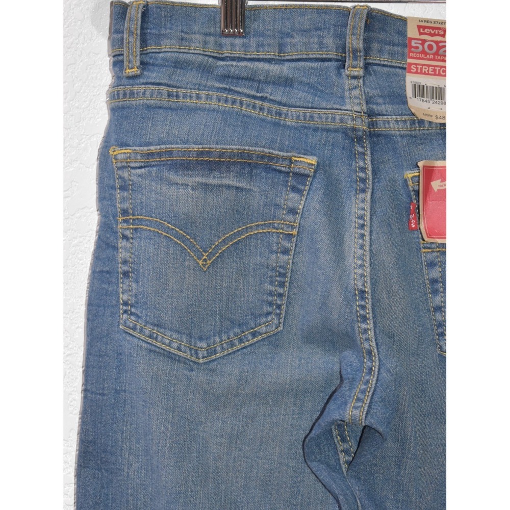 Levi's 502 Taper Stretch Regular Fit Jeans Med. Wash Boy Size 14R 915502 27 X 27 - Picture 10 of 16